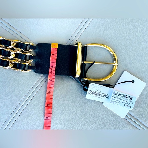 NWT! B-Low The Belt | Wide Leather Chain Belt in Black & Gold Size Small - Picture 4 of 16